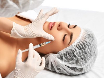 Crow’s feet are wrinkled with botox process.