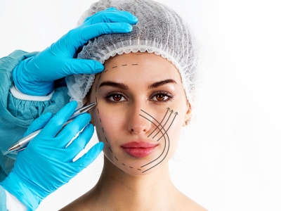 Face lift surgery is performed surgically in the hospital environment.